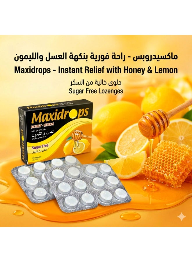 Maxidrops, Honey & Lemon Sugar Free Lozenges 24 pieces - Image 2